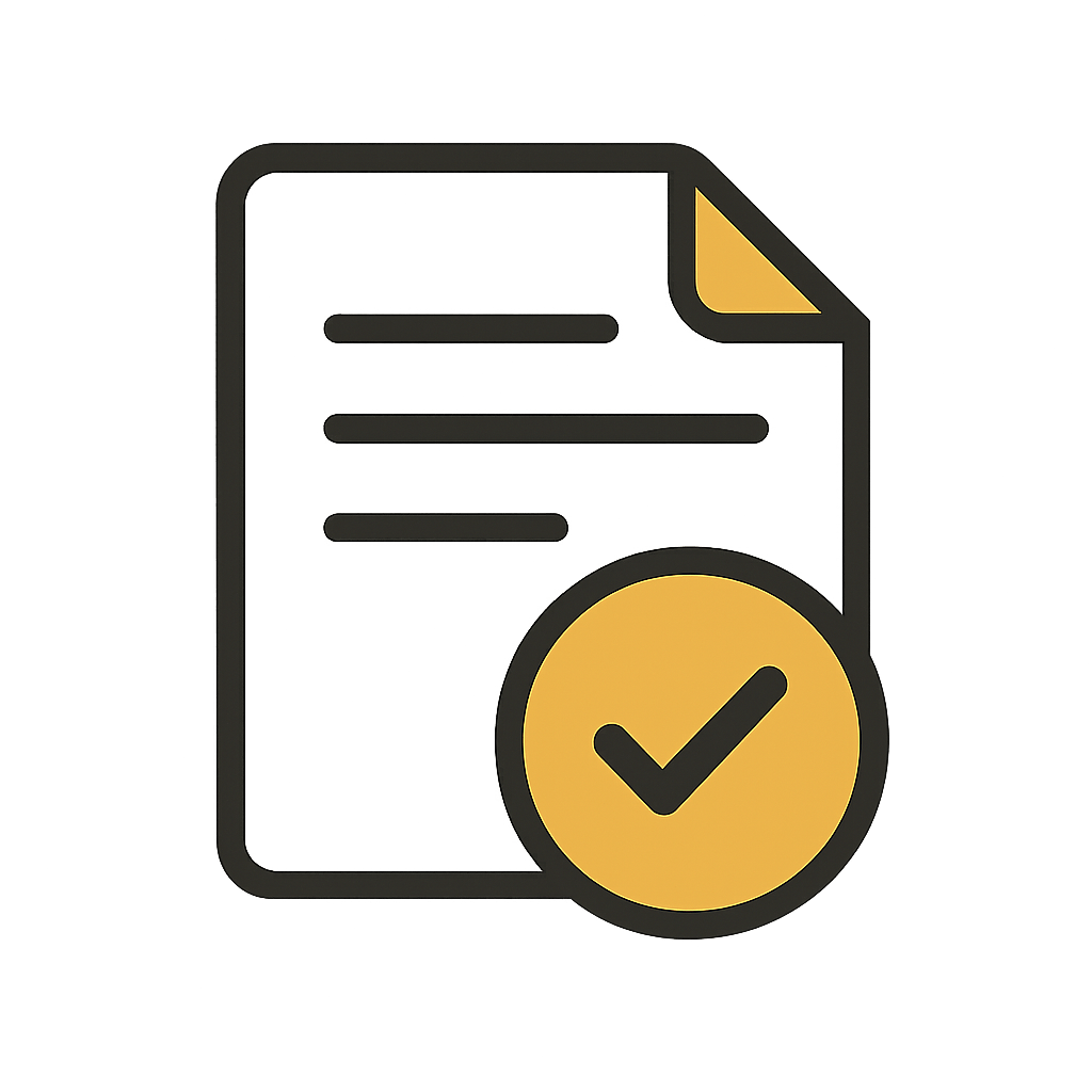 A document with a circle checkmark on it.